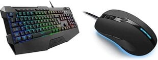 „Sharkoon Camber SGK4“ žaidimų klaviatūra RGB, N-Key Rollover, (vokiečių klaviatūros išdėstymas) ir „Shark Force Pro Gaming Mouse“ (3200 DPI, LED apšviestas apatinė dalis, ergonominis dizainas) juoda spalva kaina ir informacija | Klaviatūros | pigu.lt