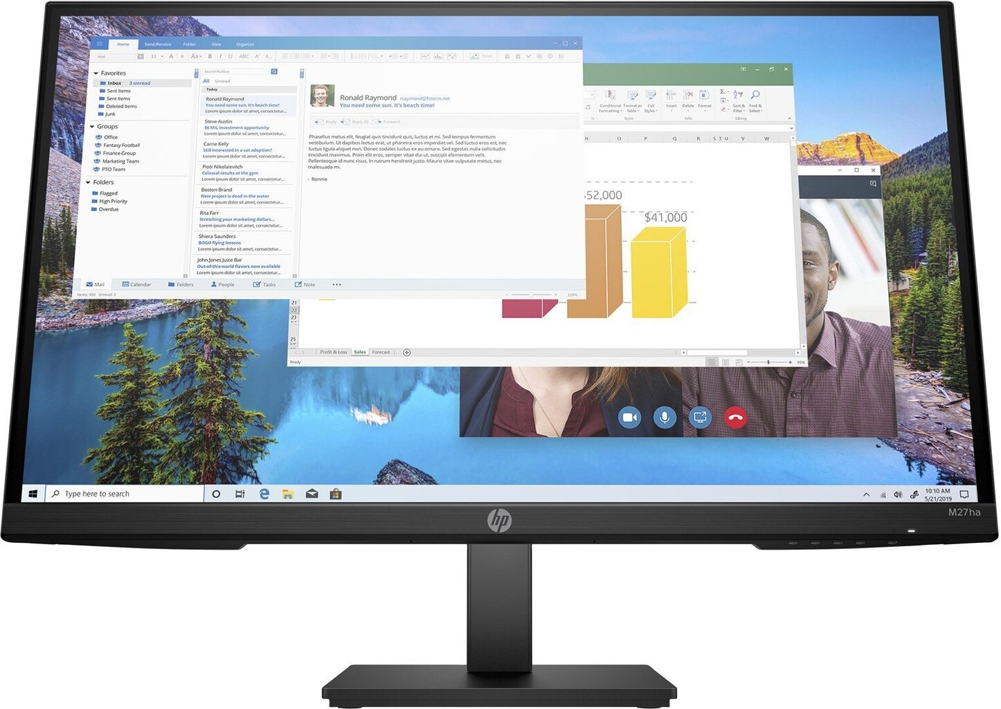 HP M27ha 22H94E9 kaina ir informacija | Monitoriai | pigu.lt