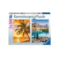 Dėlionė Paplūdimys ir kalnai Ravensburger, 500 d, 2 vnt kaina ir informacija | Dėlionės (puzzle) | pigu.lt