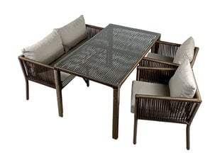 4-ių dalių lauko baldų komplektas Vera 3, rudas цена и информация | Комплекты уличной мебели | pigu.lt