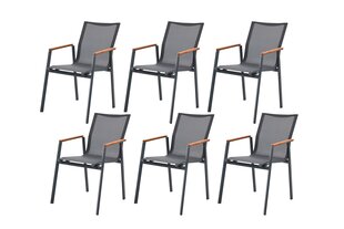 6-ių lauko kėdžių komplektas, pilkas цена и информация | Садовые стулья, кресла, пуфы | pigu.lt