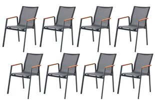 8-ių lauko kėdžių komplektas, pilkas цена и информация | Садовые стулья, кресла, пуфы | pigu.lt