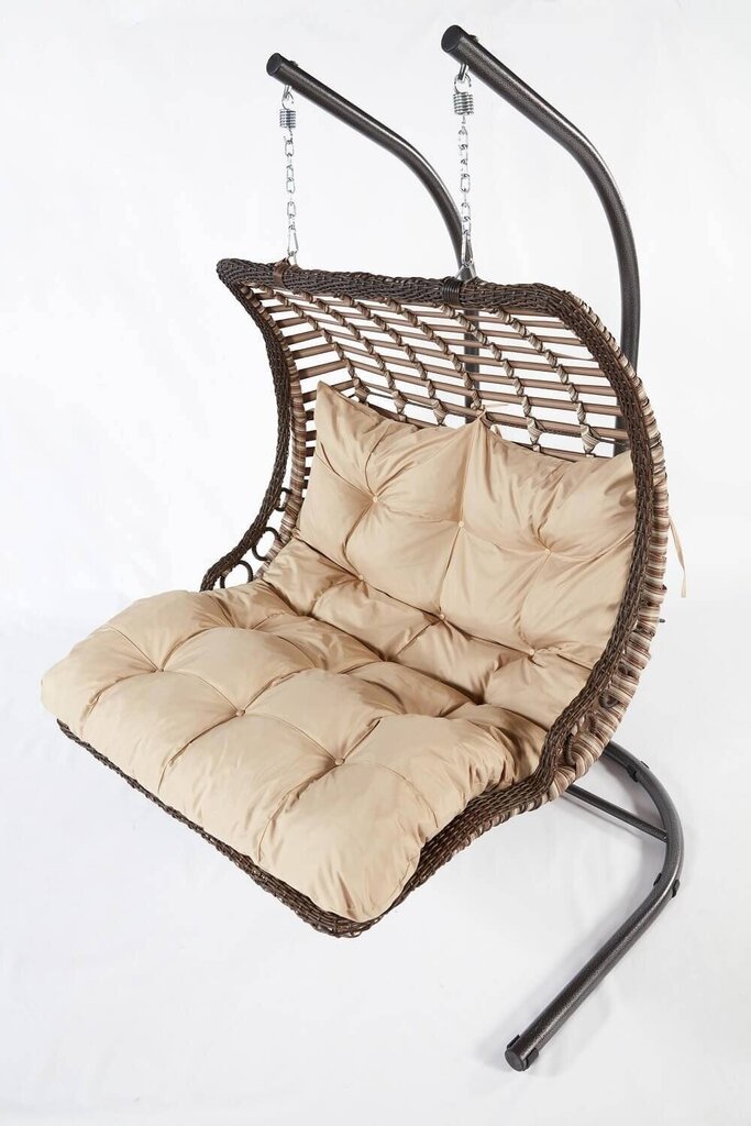 Dvivietis pakabinamas lauko krėslas Bodrum V2, smėlio spalvos kaina ir informacija | Lauko kėdės, foteliai, pufai | pigu.lt