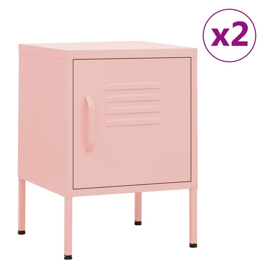 Naktiniai staliukai, 2vnt., rožiniai, 35x35x51cm kaina ir informacija | Spintelės prie lovos | pigu.lt