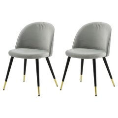 Valgomojo kėdės Venture Home Velvet, pilkos, auksinės, 2vnt. kaina ir informacija | Virtuvės ir valgomojo kėdės | pigu.lt