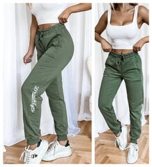 Повседневные брюки из хлопка для женщин Brooklyn, зеленые цена и информация | Женские брюки | pigu.lt
