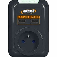 Защита от перенапряжения INFOSEC S1 USB NEO, чёрная цена и информация | Удлинители | pigu.lt