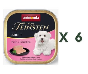 Animonda Vom Feinsten Adult konservai suaugusiems šunims su kalakutiena ir kumpiu, pakuotėje 6 vnt. x 150 g kaina ir informacija | Konservai šunims | pigu.lt