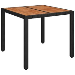 Stalas su mediniu stalviršiu, juodas, 90x90x75cm, juodas kaina ir informacija | Lauko stalai, staliukai | pigu.lt