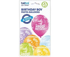 Balionų rinkinys Happy Birthday Boy, 30 cm, 6 vnt kaina ir informacija | Balionai | pigu.lt