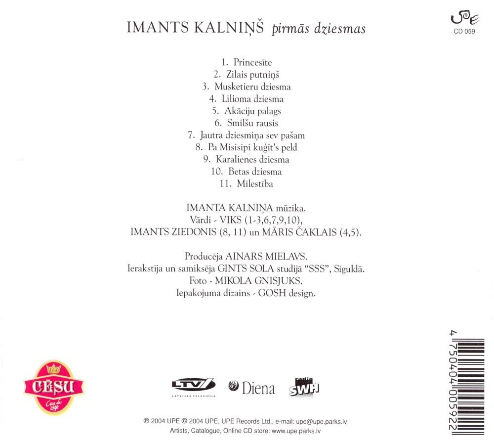 CD - Imants Kalniņš - Pirmās dziesmas kaina ir informacija | Vinilinės plokštelės, CD, DVD | pigu.lt
