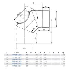 Dūmtraukio kampas D120/90 kaina ir informacija | Priedai šildymo įrangai | pigu.lt