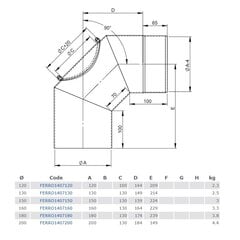 Dūmtraukio kampas D130/90 kaina ir informacija | Priedai šildymo įrangai | pigu.lt