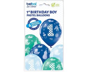Набор воздушных шаров «1st Birthday Boy», 6 шт, 12"/ 30 см, 2652  цена и информация | Шарики | pigu.lt