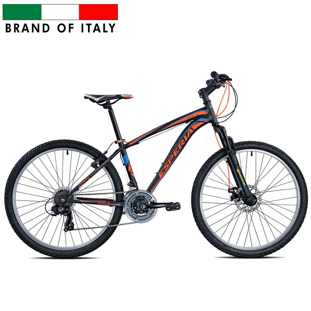 Kalnų dviratis Esperia 26" 8240N 46 21V TY300, matinė juoda/oranžinė kaina ir informacija | Dviračiai | pigu.lt