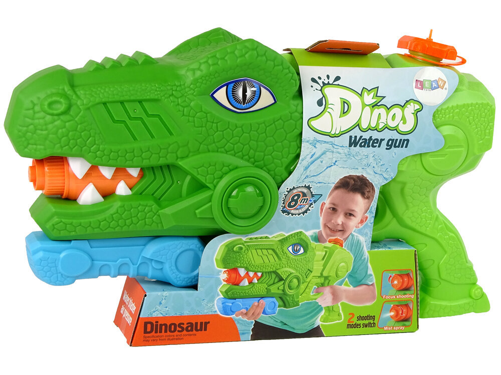 Vandens šautuvas Lean Toys Dinosaur Tyrannosaurus, žalias kaina ir informacija | Vandens, smėlio ir paplūdimio žaislai | pigu.lt