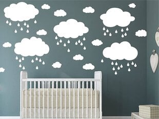 Vaikiški interjero lipdukai Dideli balti debesys ir lietaus lašai kaina ir informacija | Interjero lipdukai | pigu.lt