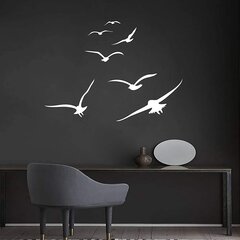 Виниловые наклейки на стену Белые летящие птицы - 123 х 89 см цена и информация | Интерьерные наклейки | pigu.lt