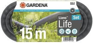 Tekstilinės žarnos komplektas Gardena Liano™ Life 13 mm, 15m kaina ir informacija | Laistymo įranga, purkštuvai | pigu.lt