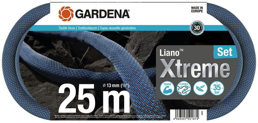 Tekstilinės žarnos komplektas Gardena Liano Xtreme, 25 m kaina ir informacija | Laistymo įranga, purkštuvai | pigu.lt