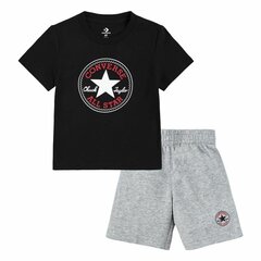 Спортивный костюм для девочек Converse Core Tee Ft Short Чёрный Серый Дети цена и информация | Комплекты одежды для новорожденных | pigu.lt