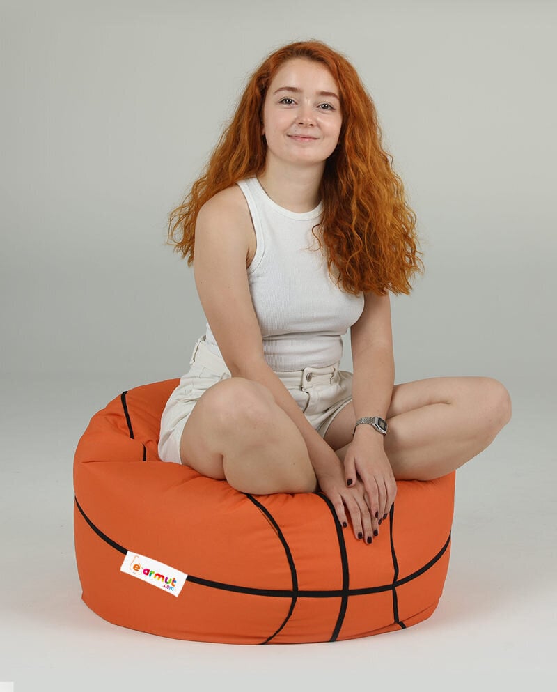 Sėdmaišis Basketball Kids Pouf, oranžinis kaina ir informacija | Sėdmaišiai ir pufai | pigu.lt