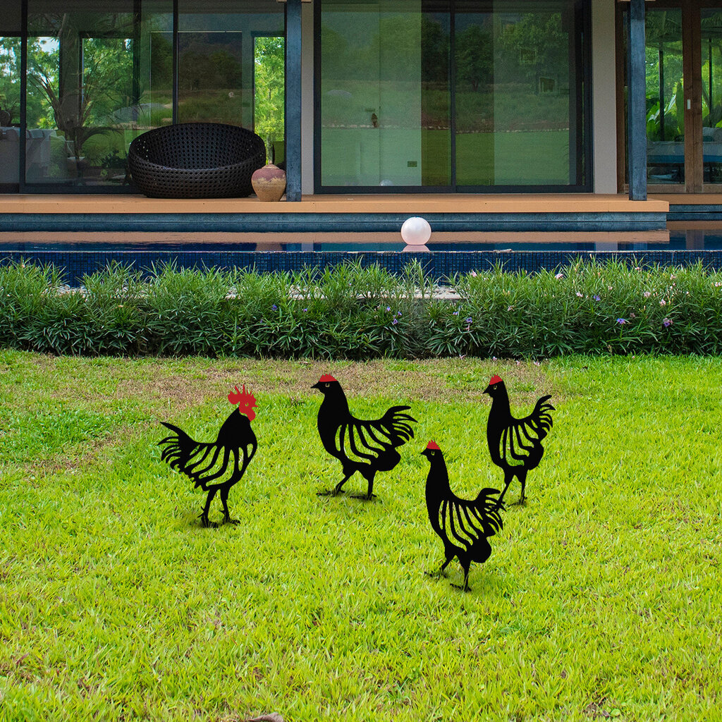 Sodo dekoracijų komplektas Chicken Family, 4 dalių kaina ir informacija | Sodo dekoracijos | pigu.lt