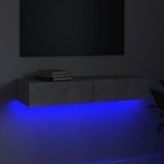 TV spintelė su LED apšvietimu, betono pilka, 90x35x15,5cm цена и информация |  Тумбы под телевизор | pigu.lt