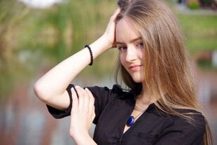 Браслет из черного оникса 8мм цена и информация | Женские браслеты | pigu.lt