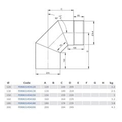 Dūmtraukio kampas D120/90 kaina ir informacija | Priedai šildymo įrangai | pigu.lt