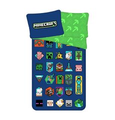 Комплект постельного белья Minecraft Badges, 140x200 см, 2 части цена и информация | Детское постельное бельё | pigu.lt