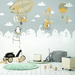 Виниловые наклейки на стену Воздушные шары, пингвины и лисы Стикеры с животными для детей Декор детской комнаты - 260 см (ширина) цена и информация | Интерьерные наклейки | pigu.lt