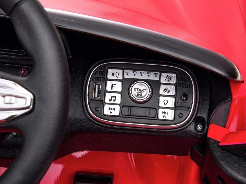 Vienvietis elektromobilis Aston Martin 12v su muzikiniu moduliu, raudonas kaina ir informacija | Elektromobiliai vaikams | pigu.lt