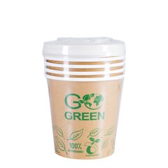 Компостируемые пищевые контейнеры с крышками Go Green 700мл 5шт. / 0,115кг цена и информация | Праздничная одноразовая посуда | pigu.lt
