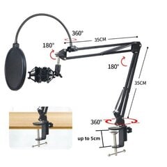 Складная настольная подставка с держателем микрофона цена и информация | Микрофоны | pigu.lt