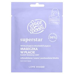 Оживляющая и осветляющая тканевая маска для лица FaceBoom Superstar, 1 шт. цена и информация | Маски для лица, патчи для глаз | pigu.lt