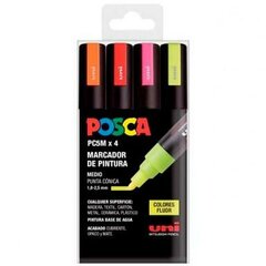 Žymeklių rinkinys Posca PC-5M Fluor, 4 spal kaina ir informacija | Piešimo, tapybos, lipdymo reikmenys | pigu.lt