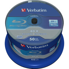 Blu-Ray BD-R Verbatim Datalife 50 штук 25 GB 6x цена и информация | Виниловые пластинки, CD, DVD | pigu.lt