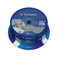 Blu-Ray BD-R Printable Verbatim Wide Inkjet Datalife 25 штук 25 GB 6x цена и информация | Виниловые пластинки, CD, DVD | pigu.lt