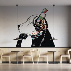 Виниловая наклейка на стену Думающая собака в наушниках с прозрачным фоном Декор интерьера - 200 х 137 см цена и информация | Интерьерные наклейки | pigu.lt