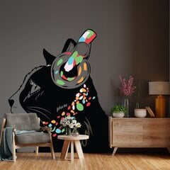 Виниловая наклейка на стену Думающий кот в наушниках с прозрачным фоном Декор инетрьера - 200 х 137 см цена и информация | Интерьерные наклейки | pigu.lt