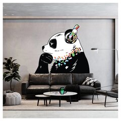 Виниловая наклейка на стену Думающая панда в наушниках Декор интерьера - 200 х 137 см цена и информация | Интерьерные наклейки | pigu.lt