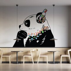 Виниловая наклейка на стену Думающая панда в наушниках с прозрачным фоном Декор интерьера - 200 х 137 см цена и информация | Интерьерные наклейки | pigu.lt