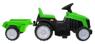 Vaikiškas elektrinis traktorius su priekaba, žalias kaina ir informacija | Elektromobiliai vaikams | pigu.lt