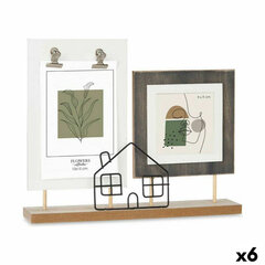 Photo frame 2 photos House Black Brown MDF Wood (28 x 23,5 x 6 cm) (6 Units) kaina ir informacija | Rėmeliai, nuotraukų albumai | pigu.lt