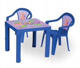 Комплект стола с двумя стульями, синий цена и информация | Детские столы и стулья | pigu.lt