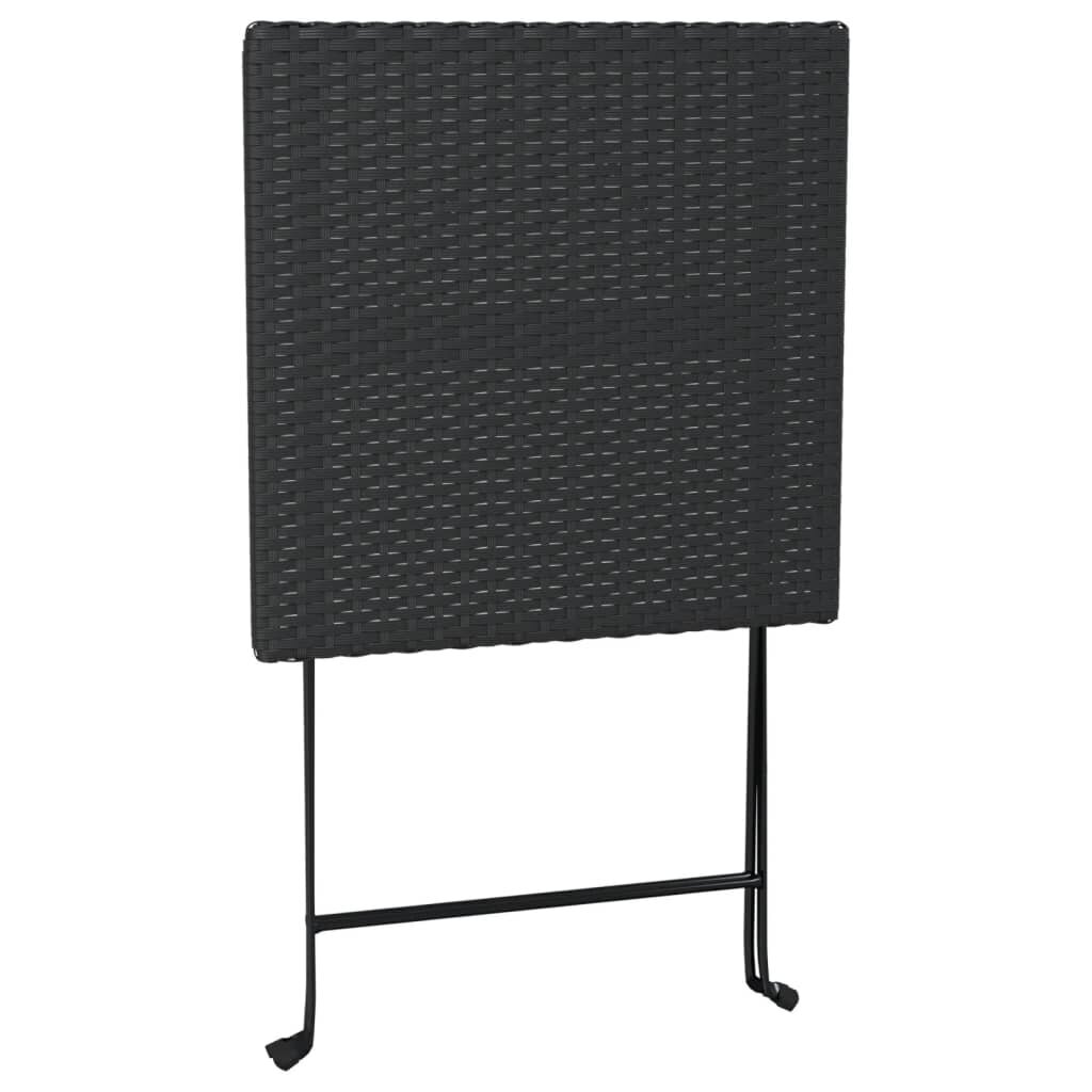 Sulankstomas bistro stalas vidaXL, juodas kaina ir informacija | Lauko stalai, staliukai | pigu.lt