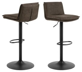 2 - jų baro kėdžių komplektas Flynn, tamsiai pilkas kaina ir informacija | Virtuvės ir valgomojo kėdės | pigu.lt