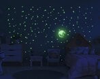 Виниловая наклейка на стену Светящиеся в темноте луна и звезды Светоотражающий стикер Декор интерьера