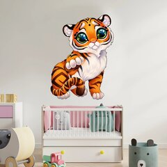 Виниловая наклейка на стену Милый тигр Стикер с животным Декор летской комнаты - 100 х 73 см цена и информация | Интерьерные наклейки | pigu.lt